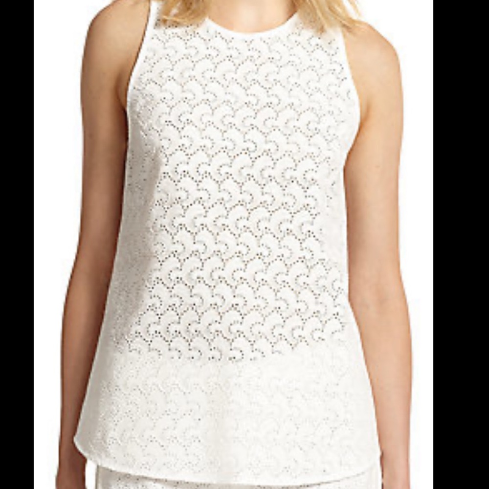 Theory Medium White Eyelet Top
